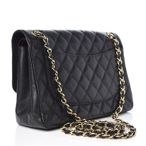 chanel double flap caviar jumbo|CHANEL Caviar Quilted Jumbo Double Flap Black.